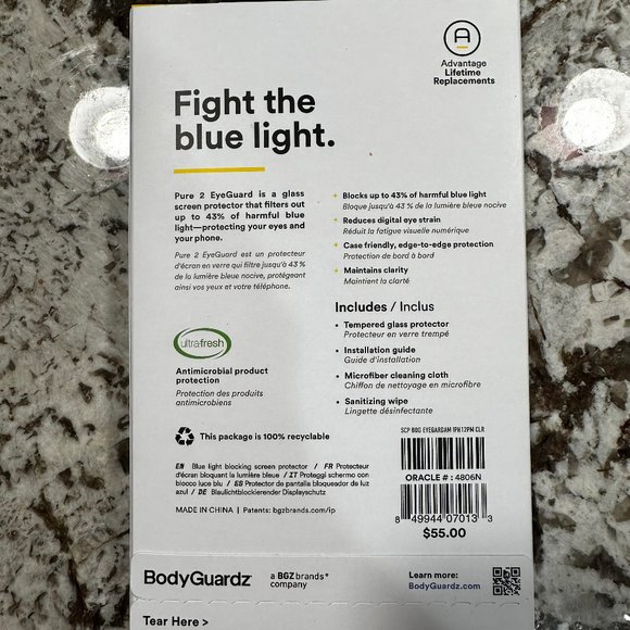 Body Guardz iPhone 12 Pro Max Blue Light Glass Screen Protector - Picture 2 of 2